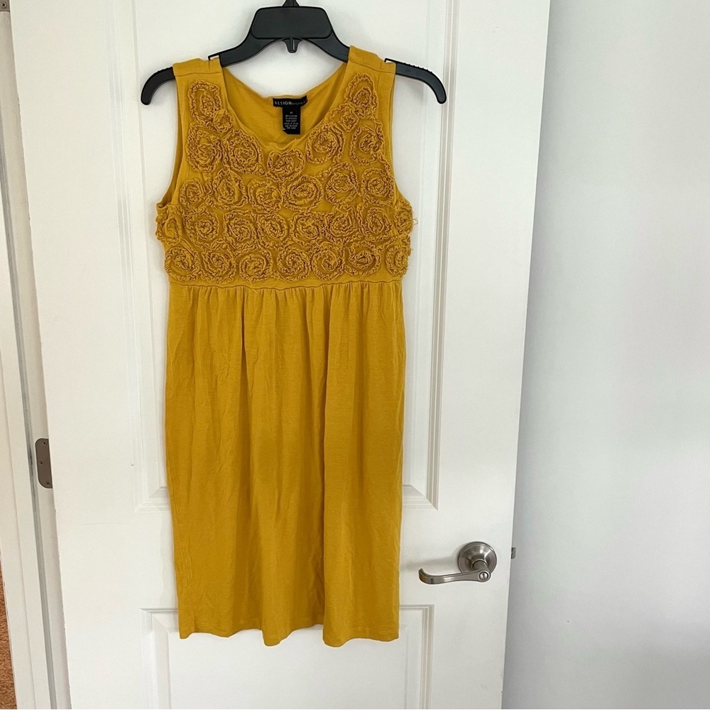 Design History Embellished Sleeveless Dress Scoop Neck Yellow